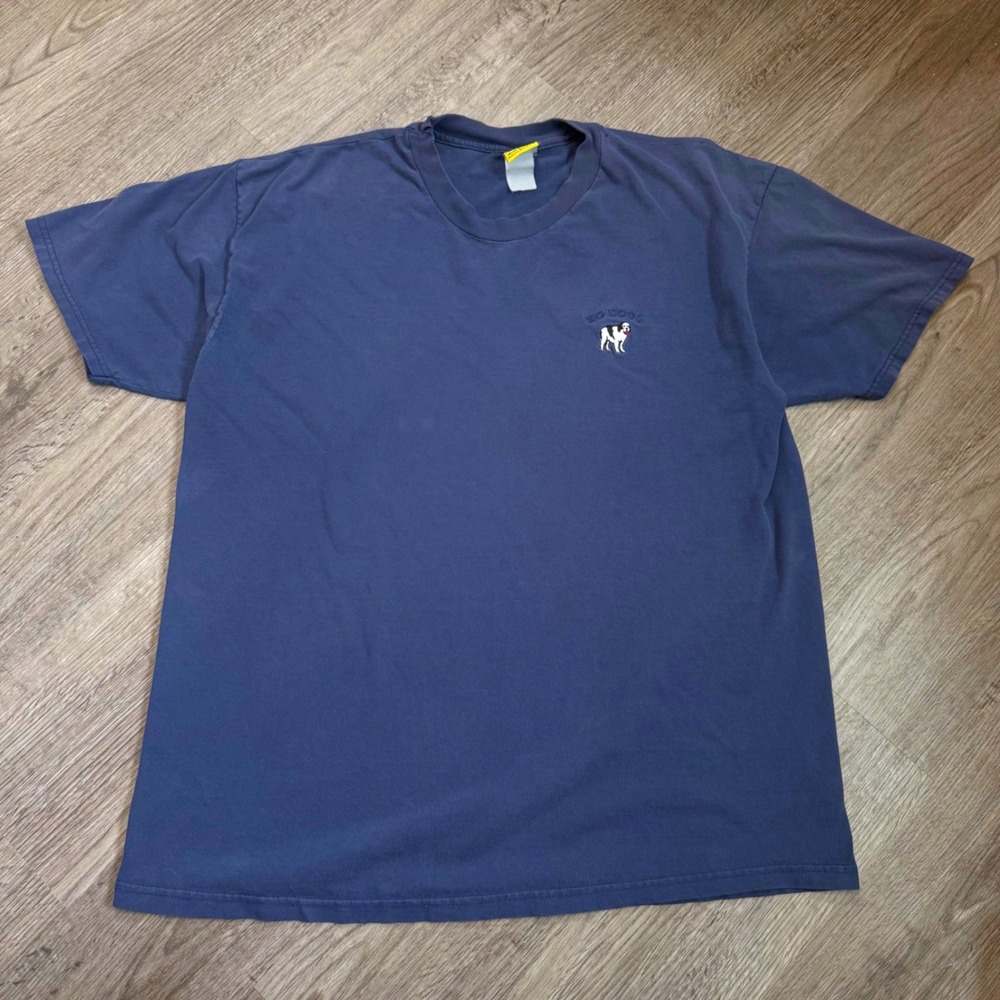 Big Dogs Mens Distressed Navy Blue Embroidered Logo T-Shirt Santa Barbara L